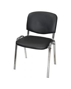 Office chair static, chromed base structure, plywood, foam, fabric, black, 58x55xH81 cm
