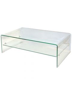 Coffee table, MILANO, tempered glass 12mm, clear, 110x55xH35 cm
