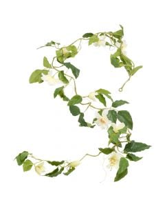 Artificial flower, CLEMATIS GARLAND, plastic, white/green, H180 cm