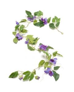 Artificial flower, CLEMATIS GARLAND, plastic, purple/green, H180 cm