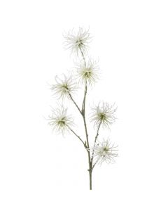 Artificial flower, DANDELION SPRAY, plastic, white/green, H85 cm