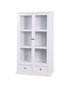 Storage cabinet, MDF and glass, white, 100x40xH200 cm