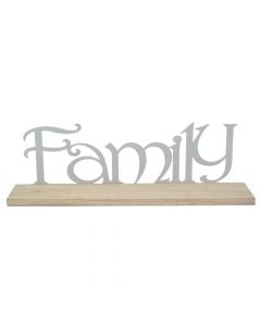 Decorative sign shelf, wooden and metal, natural/white, 52x10xH16 cm