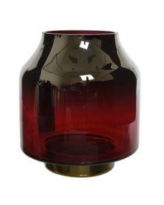 Vazo dekorative, qelq, kuqe, Ø19.5 xH23 cm