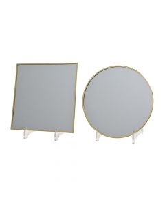 Decorative mirror, glass, gold, Ø10 cm; 10x10 cm