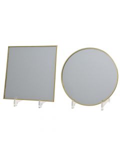 Decorative mirror, glass, gold, Ø20 cm; 20x20 cm