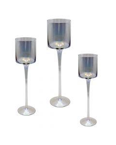 Tealight holder set of 3 pcs, glass, colorful, H25 cm; H30 cm; H35 cm