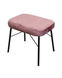 Stool, metallic structure (black), textile upholstery (pink), 52x37xH46 cm