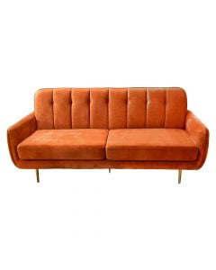 Sofa, metallic structure (golden), textile upholstery, orange, 185x81xH84 cm
