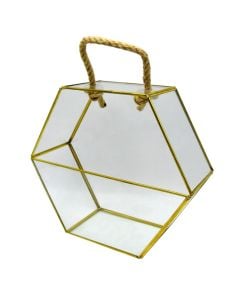 Decorative vase, glass, clear+golden, 26x10xH23 cm