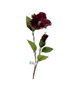 Artificial flower, HIBISCUS, plastic, burgundy, 77 cm