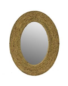 Mirror, wooden frame and rope, brown, 68.5x89 cm (mirror: 41.5x62 cm)