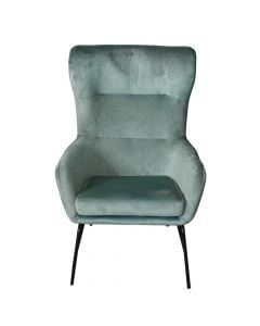 Armchair sofa, metal frame, foam seat, velvet upholstery, green, 65x66xH101 cm