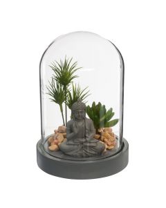 Decorative object, Buddha, mdf/glass, grey, 13x13xH20 cm