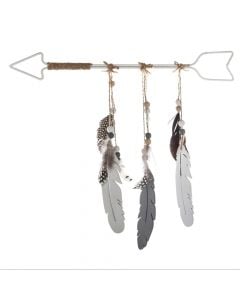 Decorative object, Feather, mdf/metal, beige, 40x0.5xH38 cm