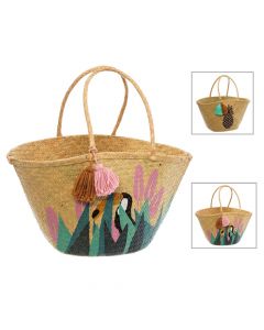 Shopping basket, reed, assorted, 62x21xH30 cm