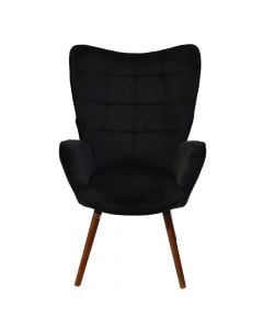 Armchair sofa, metal frame, foam seat, velvet upholstery, black, 69x75xH104 cm