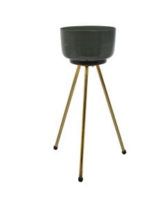 Mbajtëse vazo lulesh, metalike, jeshile/floriri, H55 cm