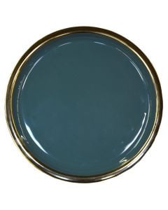 Tray, metal, light blue/golden, Ø29 cm