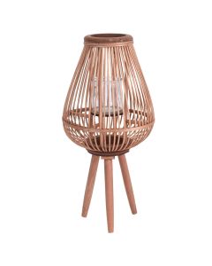 Mbajtëse qiriri, druri, natyrale, Ø28 xH59 cm