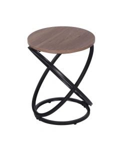 Tavolinë këndi, syprinë MDF,strukturë metali, kafe/ zezë, Ø40 xH50 cm