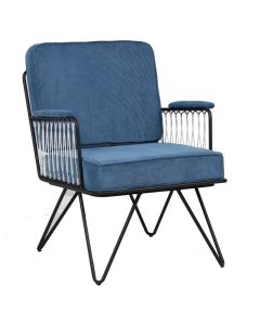 Karrige, strukturë metali (zezë), tapiceri tekstili dhe sfungjer dhe kompensatë, 54x47xH80 cm