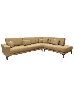 Corner sofa, opening mechanism, right, wooden structure, wooden legs, textile upholstery, 320x240xH82 cm