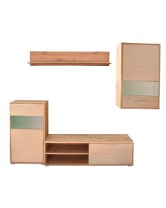 TV and wall display unit, Ferrol, melamine, artisan oak, 251.5x40.5xH187 cm