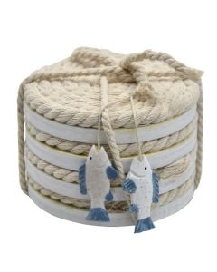Sea decoration, rope and mdf, white, Ø10 xH7 cm