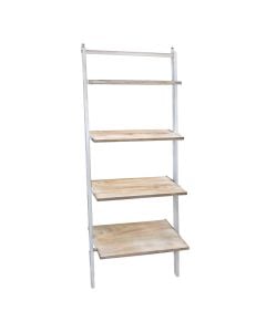 Raft shumëfunksional, mural, metalike/druri, e bardhë, 60x25xH155 cm