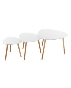 Coffee table(x3), mileo, mdf, white, Ø34xH35 cm; Ø47xH40 cm; Ø60x45cm