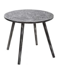 Coffee table, mandala, mdf, black, Ø50xH41 cm