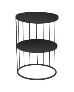 Tavolinë anësore, kobu, hekur, e zezë, Ø36xH52 cm