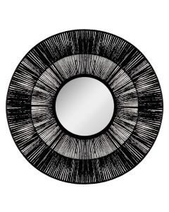 Mirror, ethnic, glass, black, Ø76 cm