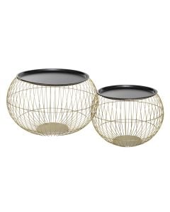 Tavolinë anësore(x2), alya, hekur, floriri, Ø49xH35 cm; Ø66.5xH40 cm