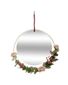 Pasqyrë dekorative, me lule, xham, shumëngjyrëshe, Ø33 cm