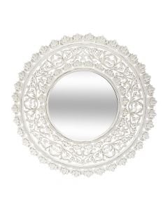 Pasqyrë, carved, mdf, e bardhë, Ø90 cm