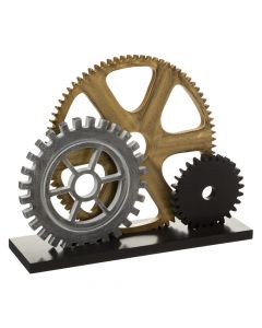 Decorative object, modular gears, mdf, brown/black, 35x10xH28 cm