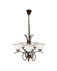 Classic pending lamp E27-5x60W. Iron frame & glass bulb