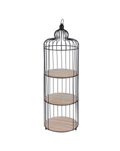 Multifunctional shelf, cage-shaped, metal, black/brown, Ø25x80 cm
