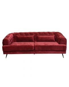 Sofa, 3-seater, textile upholstery, red, 198x87xH71 cm
