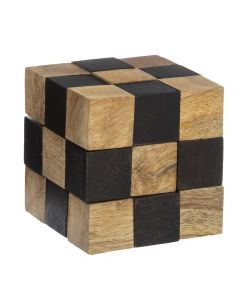 Puzzle wood, wood, brown/black, 7.5x7.5x7.5 cm