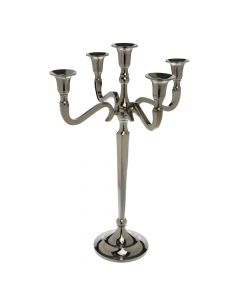 Candle holder, for 5 candles, aluminium, silver, 30x30xH45 cm