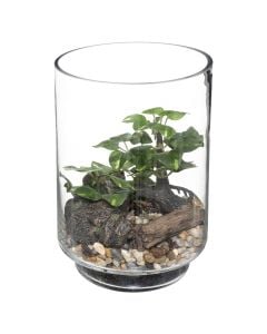 Bonsai, in vase, glass/stone/pp, clear, Ø12.8 xH19 cm