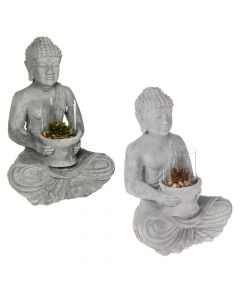 Objekt dekorativ, Buddha, çimento/qelq/parafinë, gri, 29.5x26xH40 cm