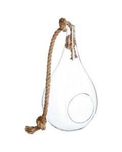 Decorative object, hanging vase, glass/jute, clear, Ø20 xH39 cm
