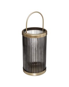Lantern, glass/metal, grey, Ø11.7 xH30 cm