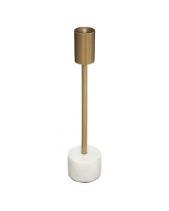 Candle holder, marble/metal, golden, Ø6 xH27 cm