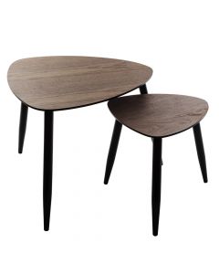 Tavolinë anësore, set 2 copë, mdf, kafe, 40x40xH40 cm; 60.5x60.5xH48 cm