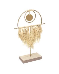 Decorative object, Feather, metal/raffia/mdf, golden, 20x6xH30.5 cm